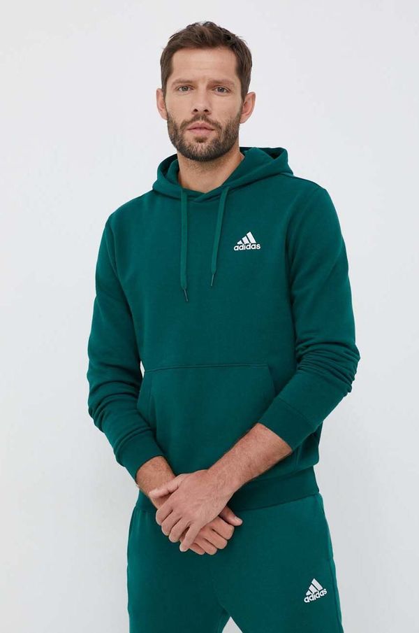 adidas Pulover adidas moška, zelena barva, s kapuco