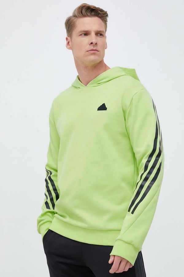 adidas Pulover adidas moška, zelena barva, s kapuco