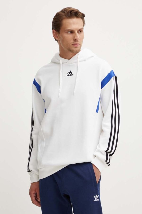 adidas Pulover adidas moški, bela barva, s kapuco, JJ1538