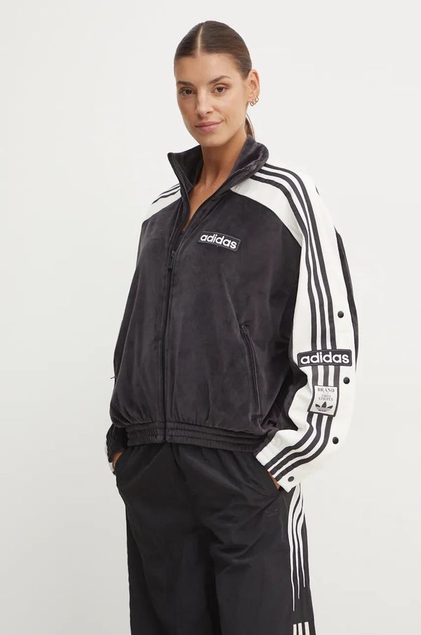 adidas Originals Pulover adidas Originals Adibreak Velour Tracktop ženski, črna barva, IW5581