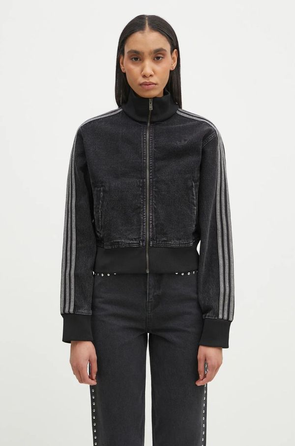 adidas Originals Pulover adidas Originals Adicolor Denim Tracktop ženski, črna barva, JD3110