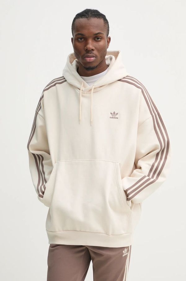 adidas Originals Pulover adidas Originals BAGGY HOODIE moški, bež barva, s kapuco, JP1073