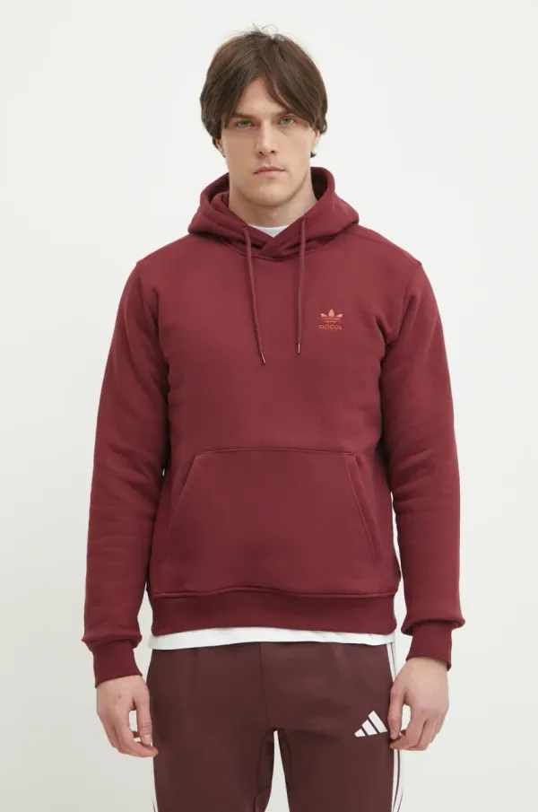 adidas Originals Pulover adidas Originals Essential moški, bordo barva, s kapuco, JD2403