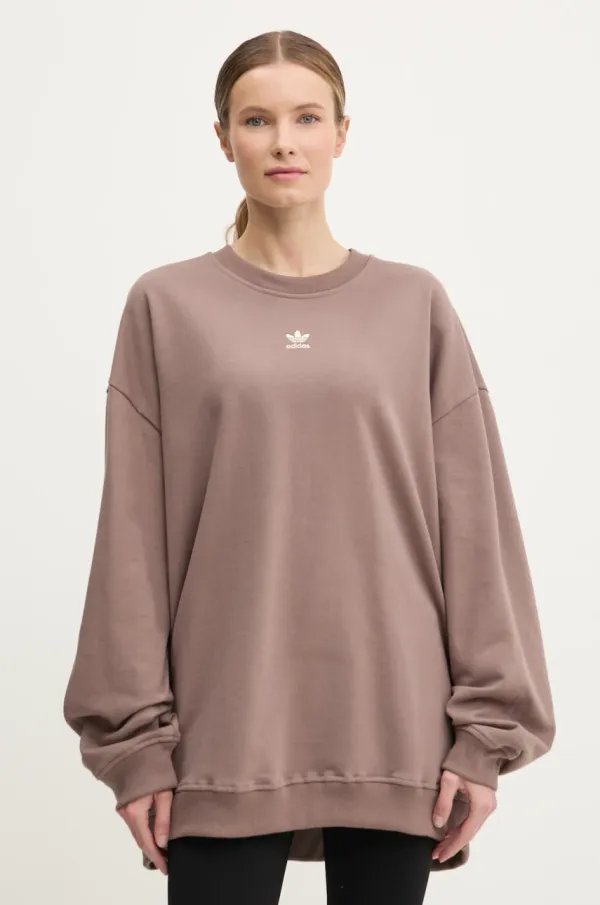 adidas Originals Pulover adidas Originals Essential ženski, rjava barva, JD1982