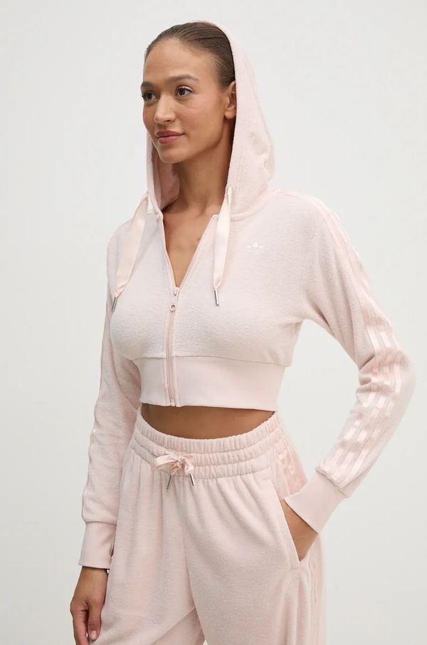 adidas Originals Pulover adidas Originals Femme Galore Short Fulzip Hoodie ženska, roza barva, s kapuco, JN3005