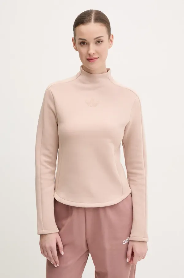 adidas Originals Pulover adidas Originals INTERLOCK LS ženski, bež barva, JJ0938