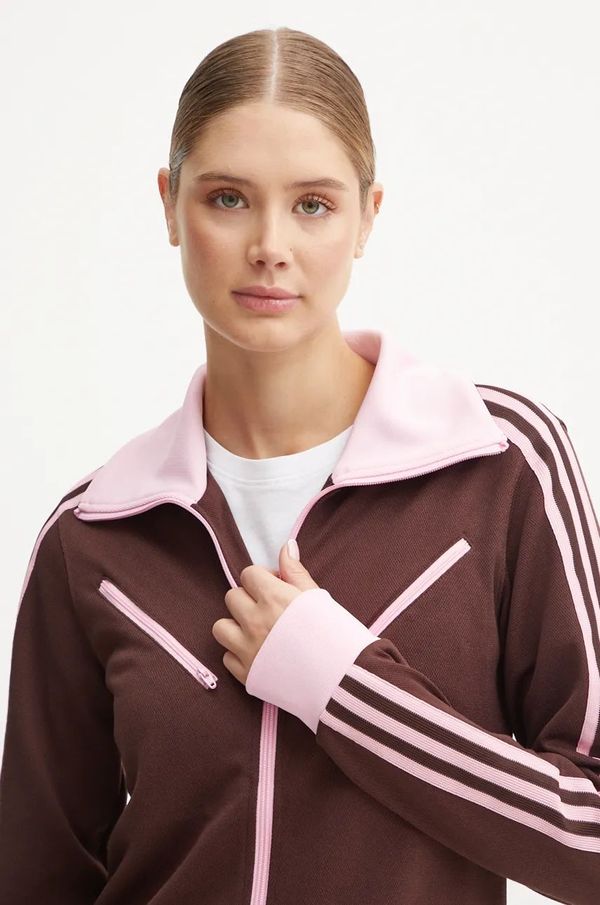 adidas Originals Pulover adidas Originals Montreal Tracktop ženski, rjava barva, JL9629