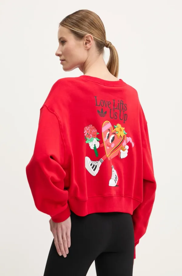 adidas Originals Pulover adidas Originals Nelson ženski, rdeča barva, JN6974