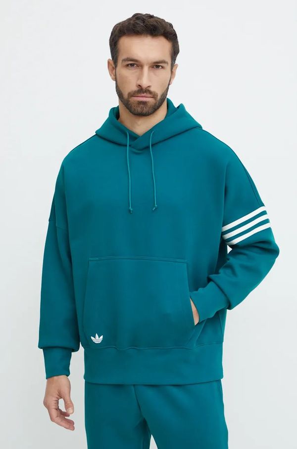 adidas Originals Pulover adidas Originals Neuclassics C Hoodie moški, zelena barva, s kapuco, JF9140