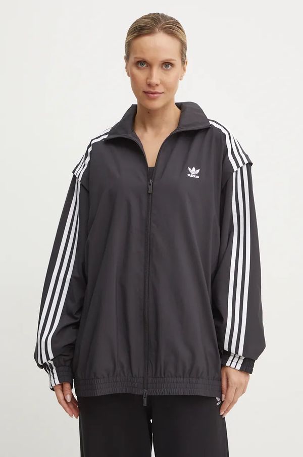 adidas Originals Pulover adidas Originals Oversized Zip Off Tracktop ženska, črna barva, JM9251