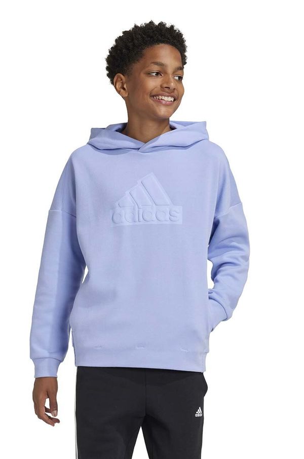 adidas Pulover adidas U FI LOGO HD vijolična barva, s kapuco, IX3642