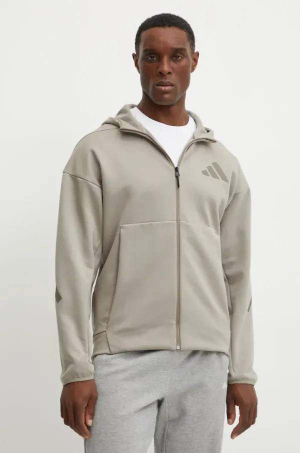 adidas Pulover adidas Z.N.E. moški, bež barva, s kapuco, JC5495