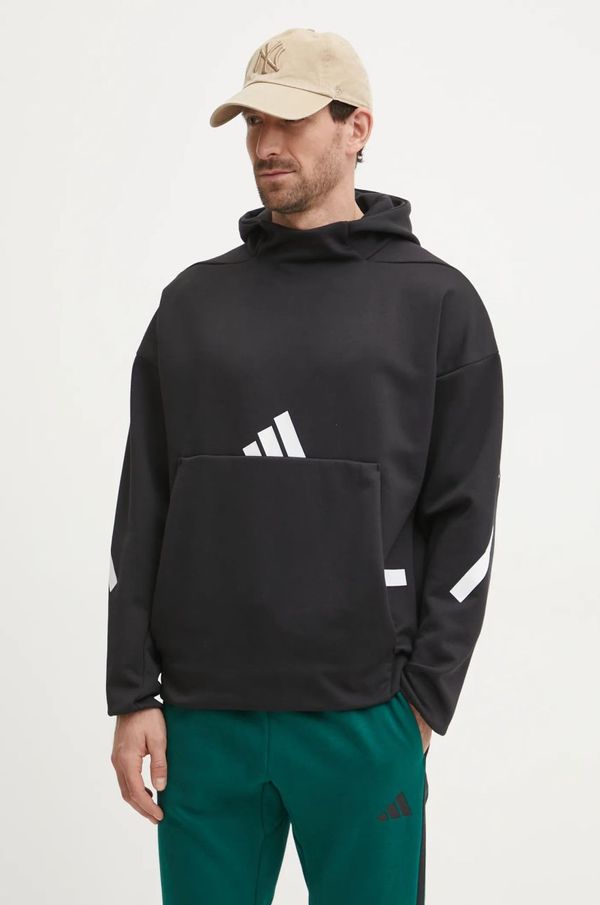 adidas Pulover adidas Z.N.E. moški, črna barva, s kapuco, JP0371