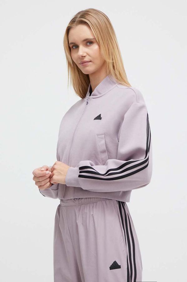 adidas Pulover adidas ženska, vijolična barva