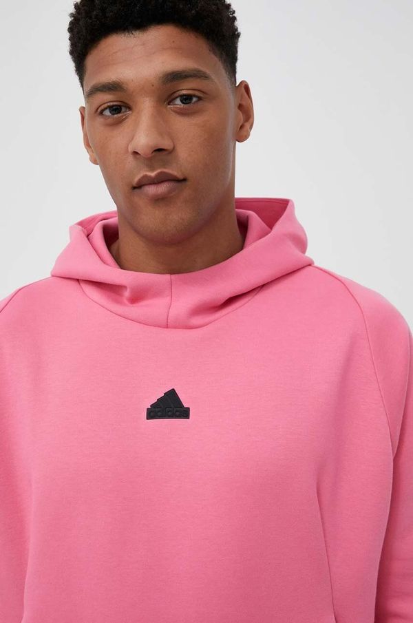 adidas Pulover adidas ZNE moški, roza barva, s kapuco