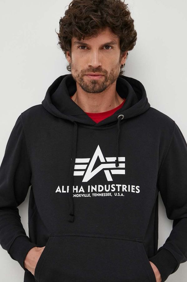 Alpha Industries Pulover Alpha Industries Basic Hoody moška, črna barva, s kapuco, 178312.03