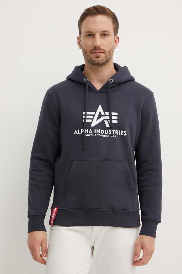 Alpha Industries Pulover Alpha Industries Basic Hoody moška, mornarsko modra barva, s kapuco, 178312.02