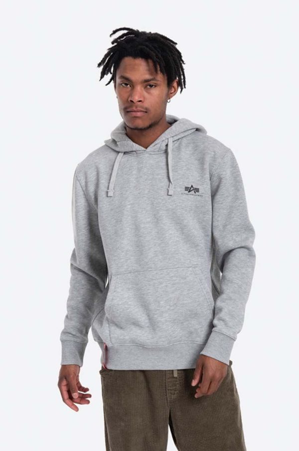 Alpha Industries Pulover Alpha Industries Basic moški, siva barva, s kapuco
