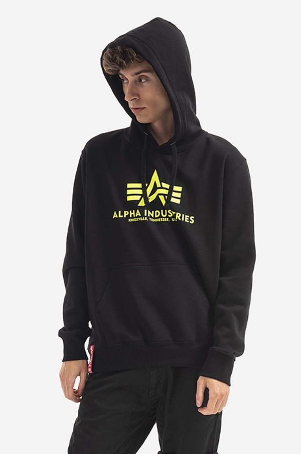 Alpha Industries Pulover Alpha Industries moška, črna barva, s kapuco