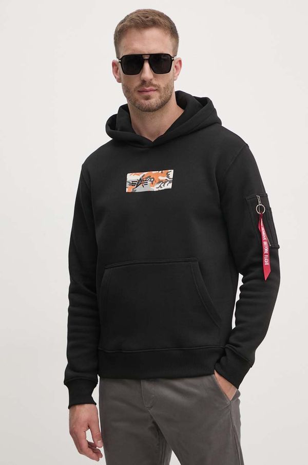 Alpha Industries Pulover Alpha Industries moški, črna barva, s kapuco, 148338