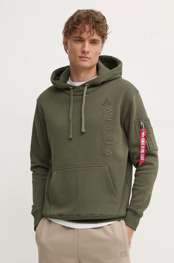 Alpha Industries Pulover Alpha Industries moški, zelena barva, s kapuco, 138333