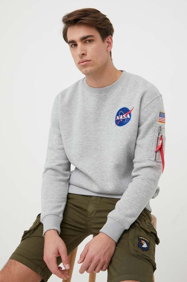 Alpha Industries Pulover Alpha Industries Space Shuttle Sweater moška, siva barva, 178307.17