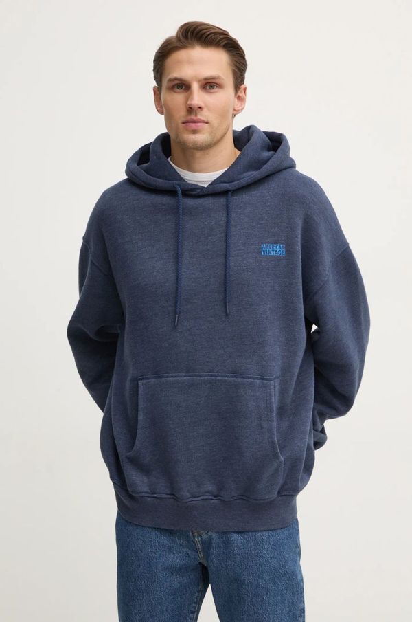 American Vintage Pulover American Vintage moški, mornarsko modra barva, s kapuco, MDOV03BE25