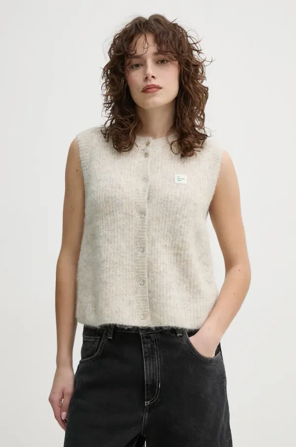 American Vintage Pulover American Vintage ženski, bež barva, EAST19MCE25