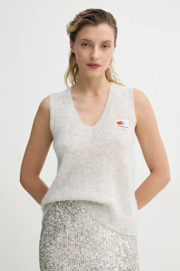 American Vintage Pulover American Vintage ženski, siva barva, NEN18AE25