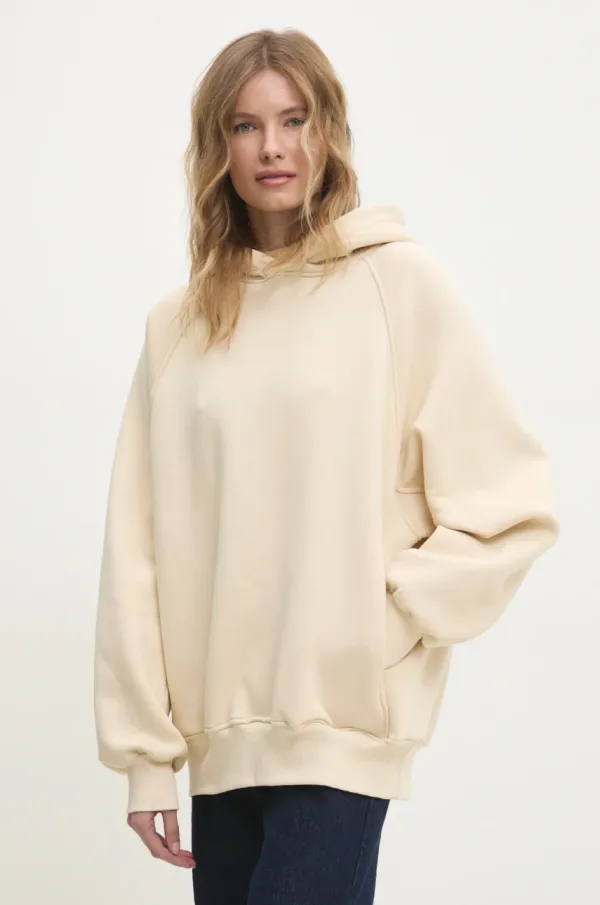 Answear Lab Pulover Answear Lab ženska, bež barva, s kapuco