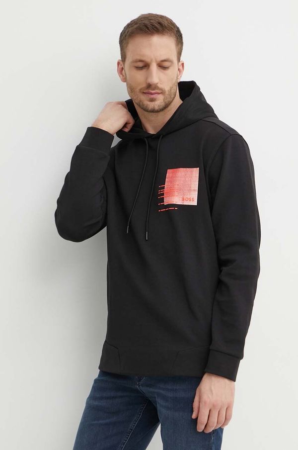 Boss Green Pulover Boss Green moški, črna barva, s kapuco, 50512509
