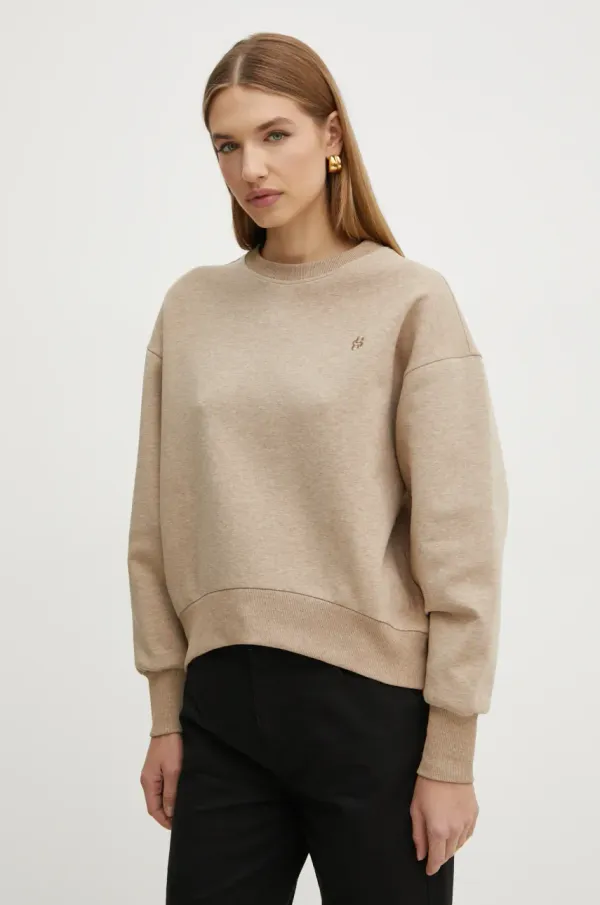 BOSS Pulover BOSS ženski, bež barva, 50534558