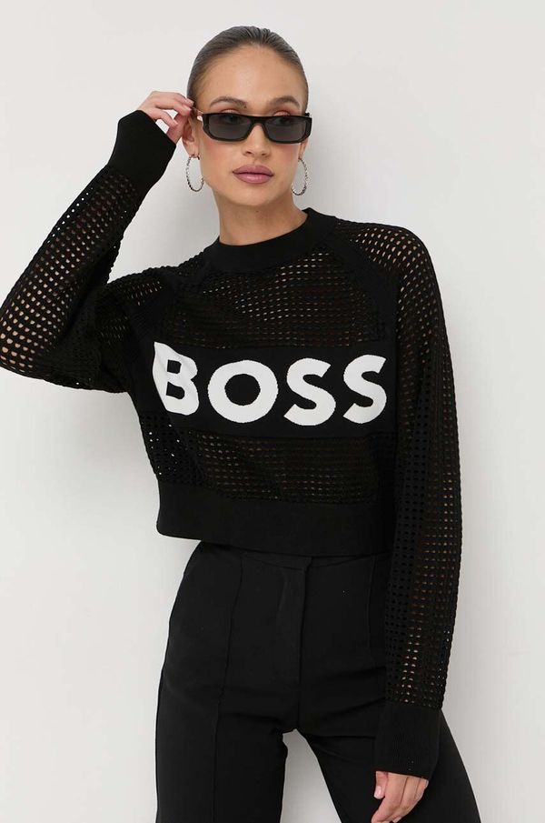 Boss Pulover BOSS ženski, črna barva