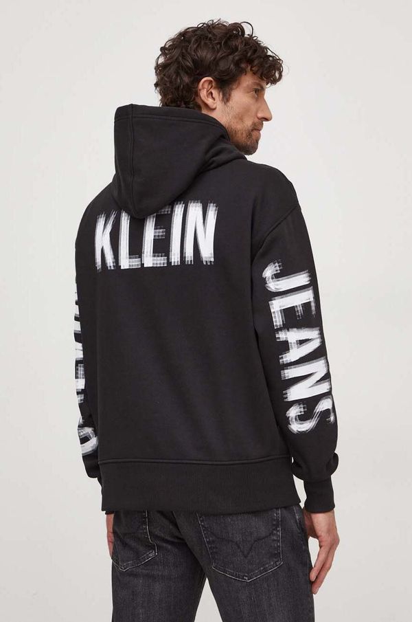 Calvin Klein Jeans Pulover Calvin Klein Jeans moška, črna barva, s kapuco