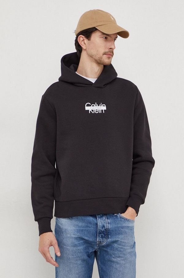 Calvin Klein Pulover Calvin Klein moška, črna barva, s kapuco