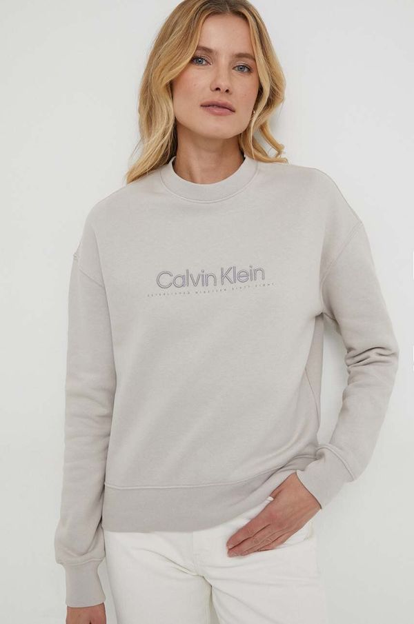 Calvin Klein Pulover Calvin Klein ženska, siva barva