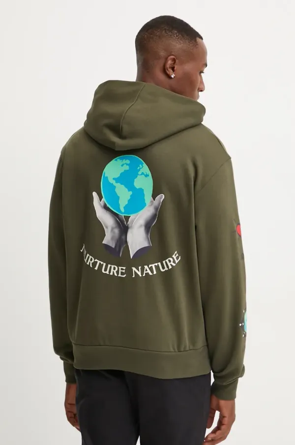 Champion Pulover Champion moški, zelena barva, s kapuco, 220426