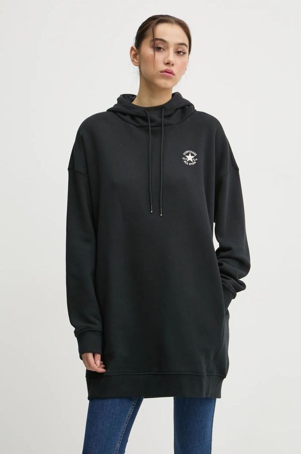 Converse Pulover Converse ženski, črna barva, s kapuco, 10027071-A01