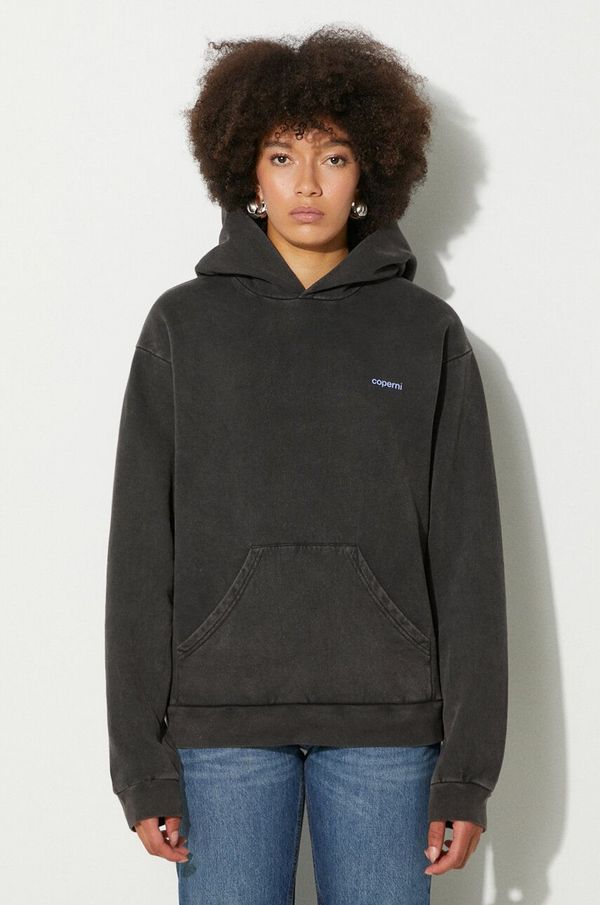 coperni Pulover Coperni Washed Horn Hoodie ženski, črna barva, s kapuco, COPJS15BIS523W