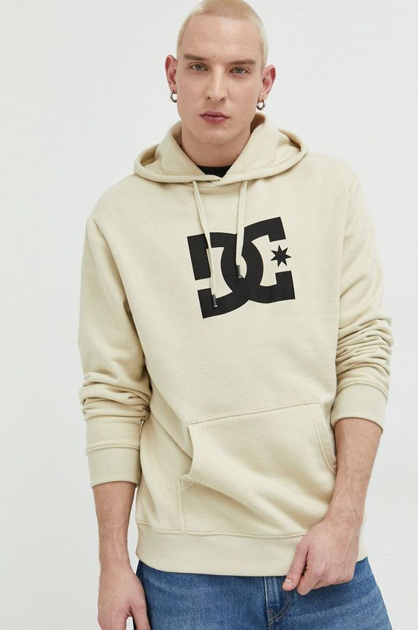 DC Pulover DC moška, bež barva, s kapuco