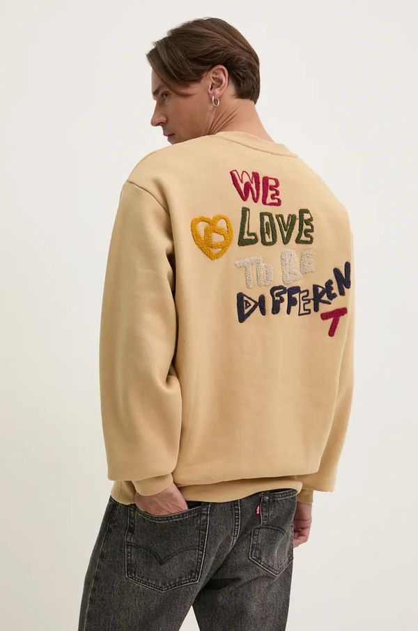 Desigual Pulover Desigual AQUILES moški, bež barva, 24WMSK08