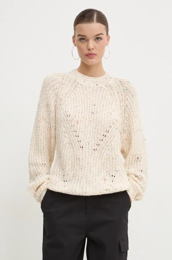Desigual Pulover Desigual DERBY ženski, bež barva, 24WWJF73