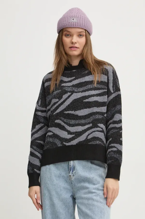 Desigual Pulover Desigual WINNIPEG ženski, črna barva, 24WWJF20