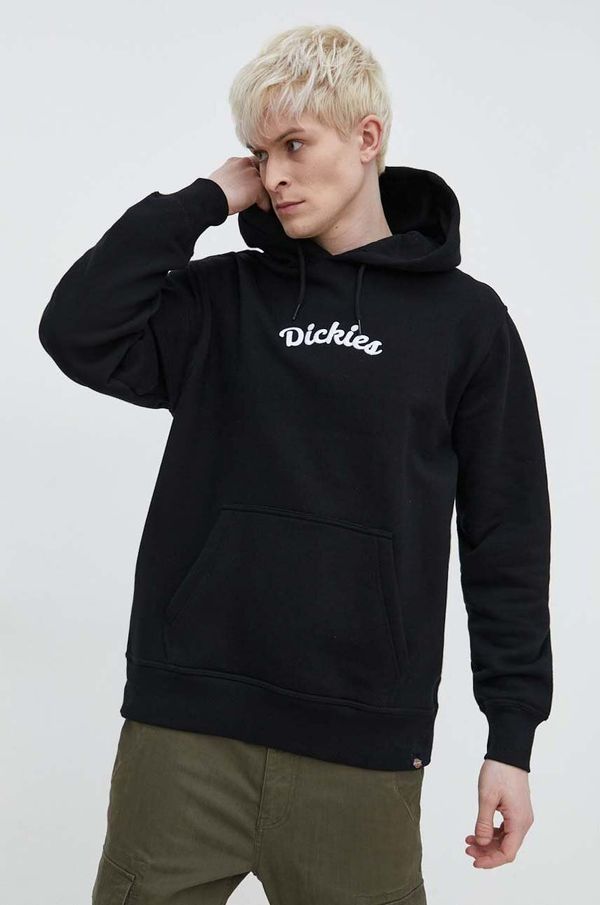 Dickies Pulover Dickies SHAWSVILLE HOODIE moški, črna barva, s kapuco, DK0A4YQ1