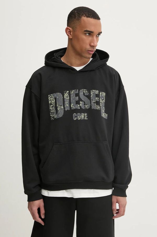 Diesel Pulover Diesel S-BOXT-HOOD-R13 SWEAT-SHIRT moški, črna barva, s kapuco, A17269.0HYAT