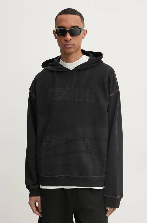 Diesel Pulover Diesel S-BOXT-HOOD-R9 SWEAT-SHIRT moški, črna barva, s kapuco, A16429.0LJBT
