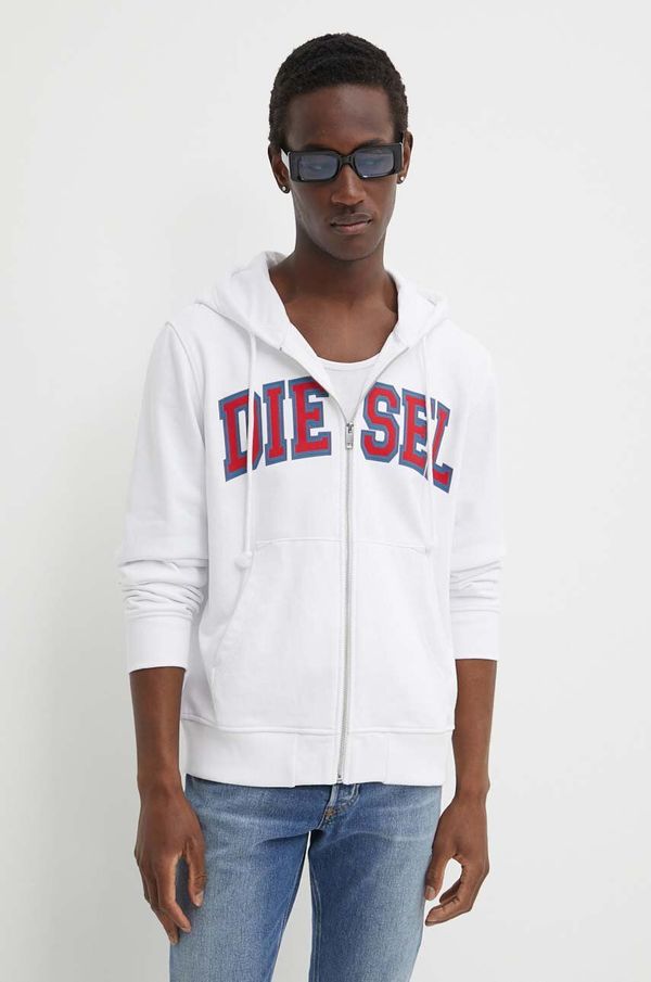 Diesel Pulover Diesel S-GINN-HOOD-ZIP-K12 moški, bela barva, s kapuco, A12520.0HAYT
