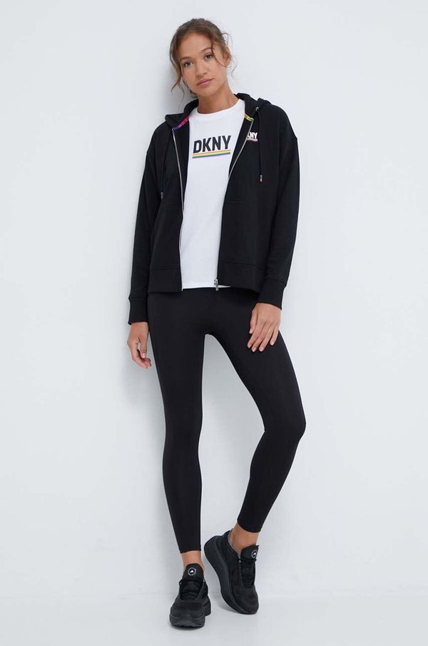 DKNY Pulover Dkny ženska, črna barva, s kapuco