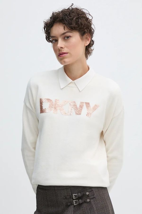 DKNY Pulover Dkny ženski, bež barva, DJ4R0407