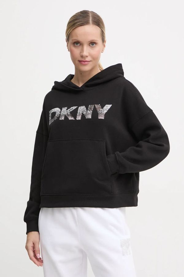 DKNY Pulover Dkny ženski, črna barva, s kapuco, DP4T1031